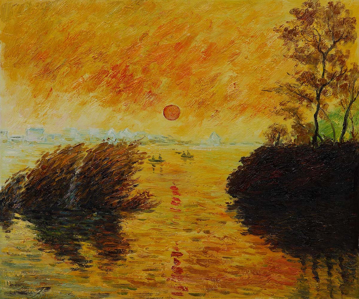 Le Coucher Du Soleil La Seine by Claude Monet